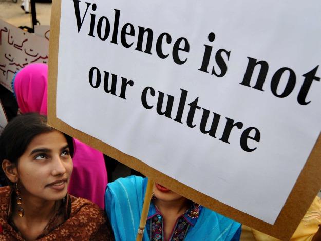 Violence is not our culture protest sign