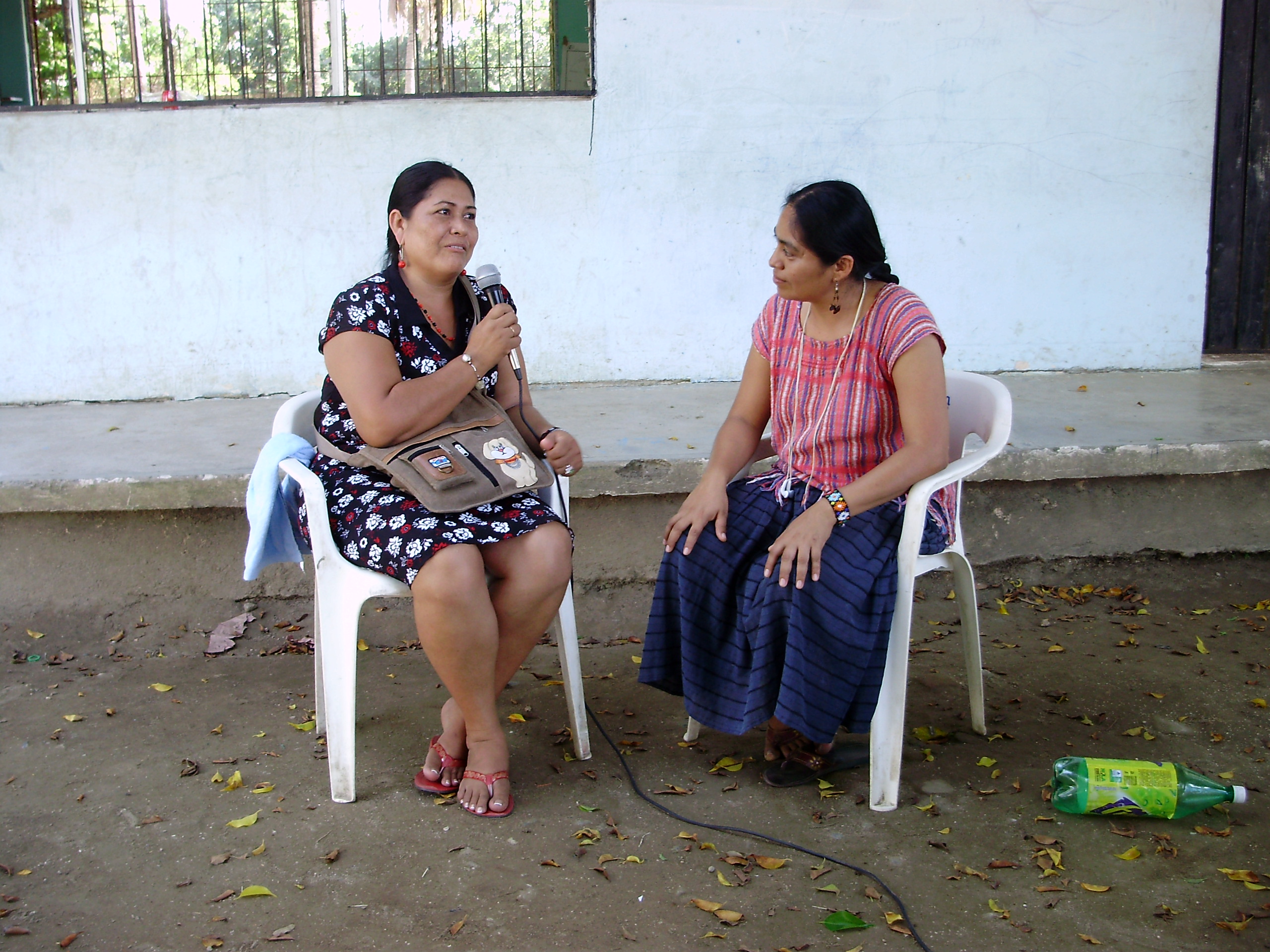 2 women conducting a Palabra Radio interview