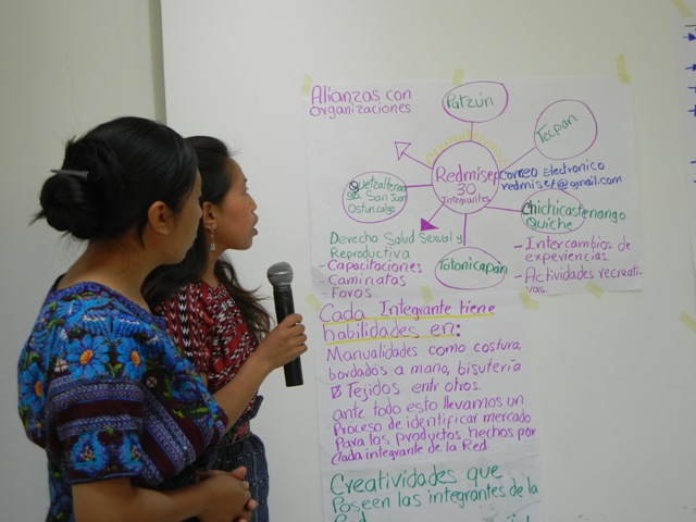 Indigenous women looking at a brainstorming diagram