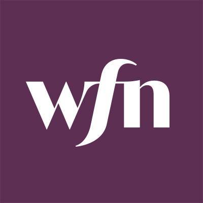 purple background with white words that state "wfn". (logo for Women's Funding Network)